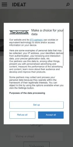 スポンサード記事向けのフランスメディア、IDEATのサイトプレビュー