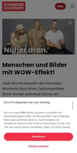 Anteprima del sito Schweizer Illustrierte, media di Svizzera per articoli sponsorizzati
