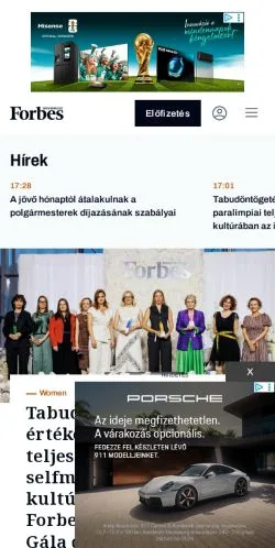 Anteprima del sito Forbes Magyarország, media di Ungheria per articoli sponsorizzati