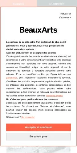 Vorschau der Website Beaux Arts, Medium aus Frankreich für gesponserte Artikel