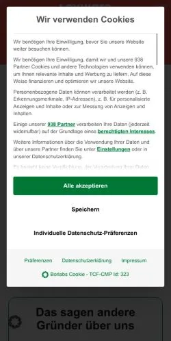 Anteprima del sito Junge Gründer, media di Germania per articoli sponsorizzati