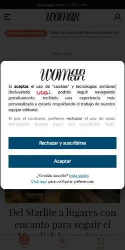 Vista previa del sitio Woman, medio de España para artículos patrocinados
