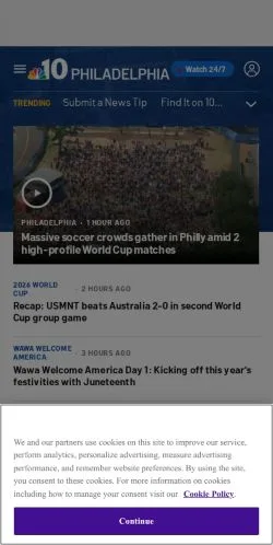 Anteprima del sito NBC10 Philadelphia, media di Stati Uniti per articoli sponsorizzati