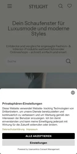 スポンサード記事向けのオーストリアメディア、Stylightのサイトプレビュー