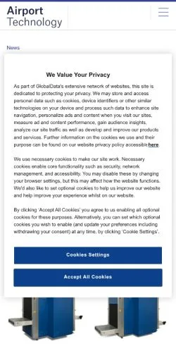Anteprima del sito Airport Technology, media di Stati Uniti per articoli sponsorizzati