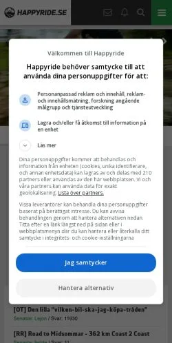 Preview of the Happyride website, a media outlet in Sweden for sponsored articles
