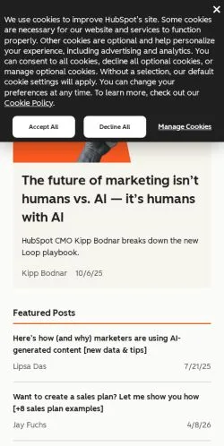 Anteprima del sito HubSpot Blog, media di Stati Uniti per articoli sponsorizzati
