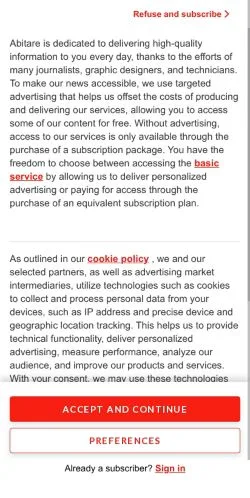 スポンサード記事向けのイタリアメディア、abitareのサイトプレビュー