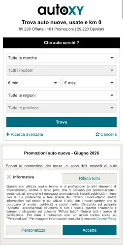 Forhåndsvisning af AutoXY, medie fra Italien til sponsorerede artikler