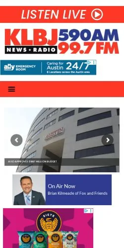 Podgląd witryny KLBJ-AM, medium z kraju Stany Zjednoczone do artykułów sponsorowanych
