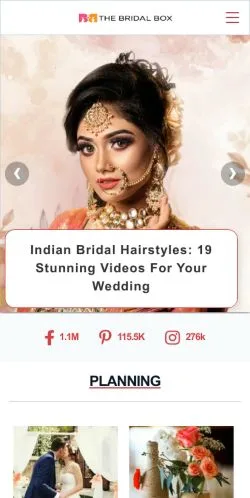 Anteprima del sito The Bridal Box, media di Stati Uniti per articoli sponsorizzati