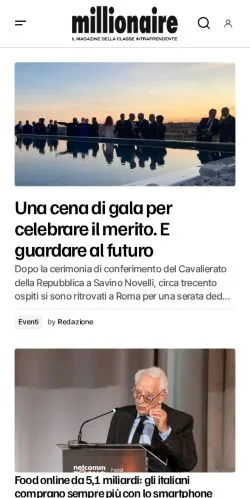 Anteprima del sito Millionaire, media di Italia per articoli sponsorizzati