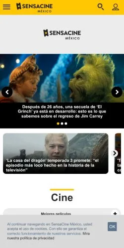 Anteprima del sito SensaCine, media di Messico per articoli sponsorizzati