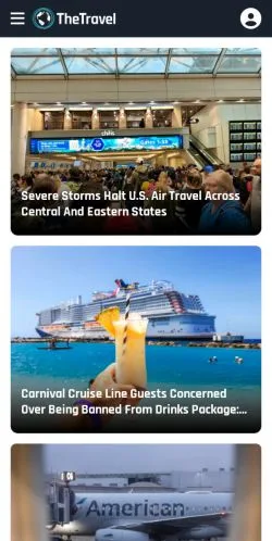 Anteprima del sito TheTravel, media di Stati Uniti per articoli sponsorizzati