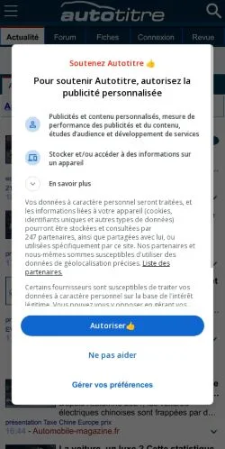 Preview of the Autotitre website, a media outlet in France for sponsored articles