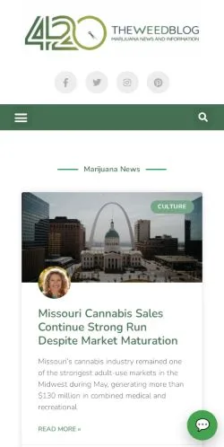 스폰서 기사용 미국 매체 The Weed Blog 사이트 미리보기