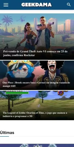 Anteprima del sito Geekdama, media di Brasile per articoli sponsorizzati