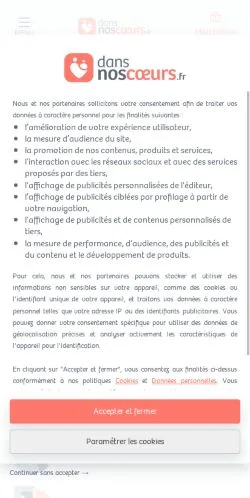 Anteprima del sito dansnoscoeurs.fr, media di Francia per articoli sponsorizzati
