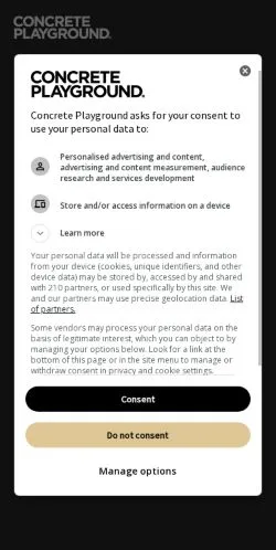 スポンサード記事向けのアメリカ合衆国メディア、Concrete Playgroundのサイトプレビュー
