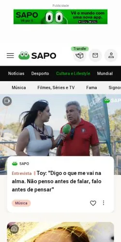 Podgląd witryny Sapo Lifestyle, medium z kraju Portugalia do artykułów sponsorowanych
