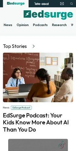 Vista previa del sitio EdSurge, medio de Estados Unidos para artículos patrocinados
