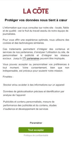 Vista previa del sitio La Côte, medio de Suiza para artículos patrocinados