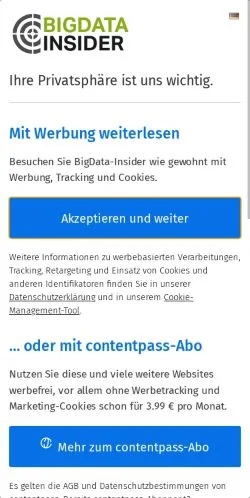 Aperçu du site BigData-Insider, média de Allemagne pour articles sponsorisés