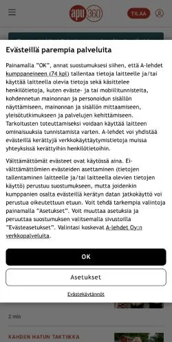 Preview of the Apu website, a media outlet in Finland for sponsored articles