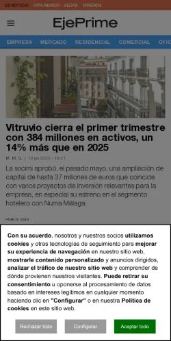 スポンサード記事向けのスペインメディア、EjePrimeのサイトプレビュー