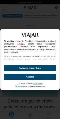 스폰서 기사용 스페인 매체 Viajar 사이트 미리보기