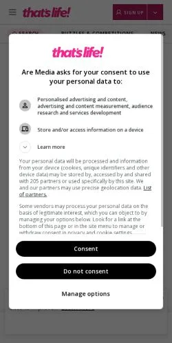 Anteprima del sito That's Life!, media di Australia per articoli sponsorizzati