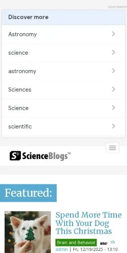 Voorbeeld van de site ScienceBlogs, medium uit Verenigde Staten voor gesponsorde artikelen