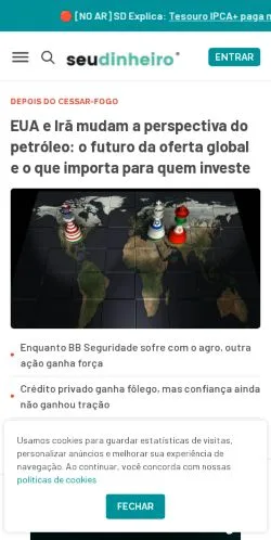 Anteprima del sito Seu Dinheiro, media di Brasile per articoli sponsorizzati