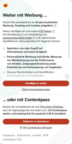Podgląd witryny Schwäbische, medium z kraju Niemcy do artykułów sponsorowanych