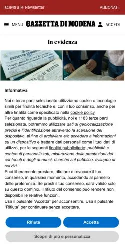 Podgląd witryny Gazzetta di Modena, medium z kraju Włochy do artykułów sponsorowanych