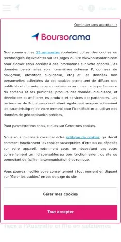 Aperçu du site Boursorama, média de France pour articles sponsorisés