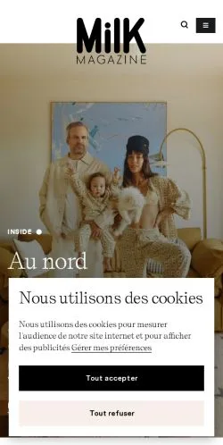 Anteprima del sito Milk Magazine, media di Francia per articoli sponsorizzati