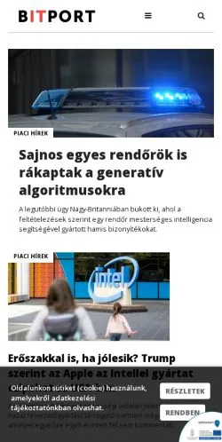 Podgląd witryny Bitport, medium z kraju Węgry do artykułów sponsorowanych
