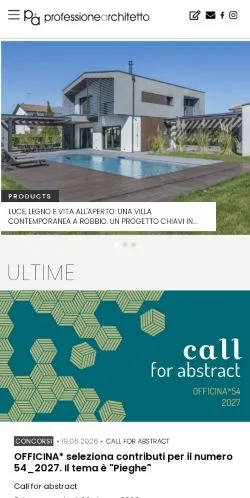 Pré-visualização do site Professione Architetto, meio de Itália para artigos patrocinados