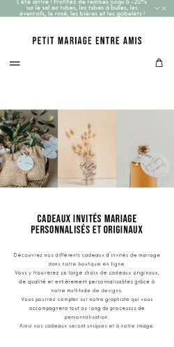 Anteprima del sito Petit Mariage Entre Amis, media di Francia per articoli sponsorizzati