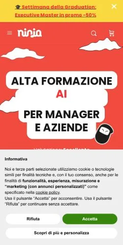 Preview of the Ninja Business School website, a media outlet in Italy for sponsored articles