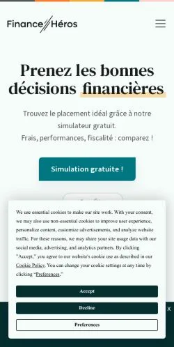 Anteprima del sito Finance Héros, media di Francia per articoli sponsorizzati