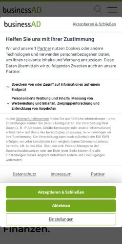 Anteprima del sito BusinessAD, media di Germania per articoli sponsorizzati