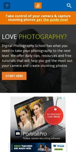 スポンサード記事向けのアメリカ合衆国メディア、Digital Photography Schoolのサイトプレビュー