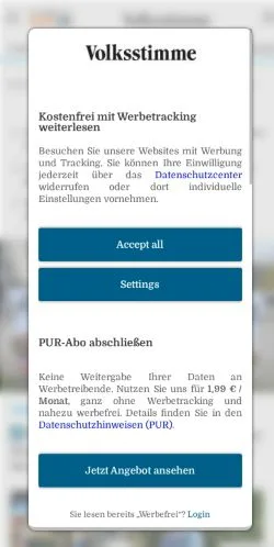 Anteprima del sito Volksstimme, media di Germania per articoli sponsorizzati