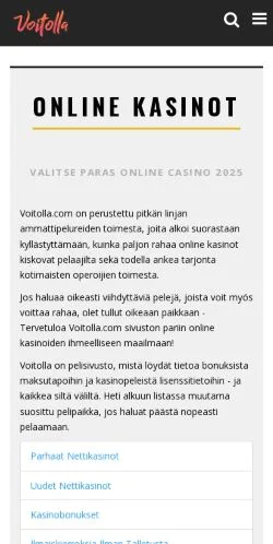 Forhåndsvisning av nettstedet Voitolla, medium fra Finland for sponsede artikler