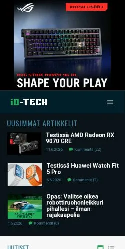 Forhåndsvisning av nettstedet Io-Tech, medium fra Finland for sponsede artikler