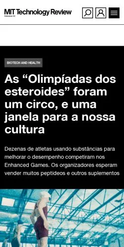 Podgląd witryny MIT Technology Review Brasil, medium z kraju Brazylia do artykułów sponsorowanych