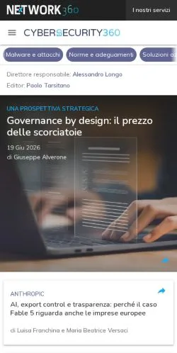Forhåndsvisning af Cybersecurity 360, medie fra Italien til sponsorerede artikler
