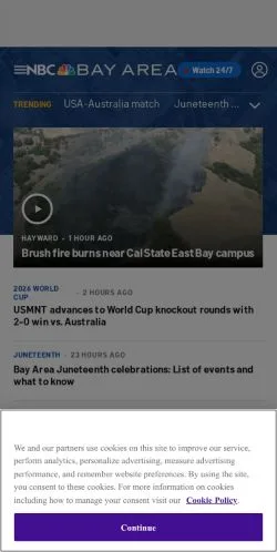 Preview of the NBC Bay Area website, a media outlet in United States for sponsored articles